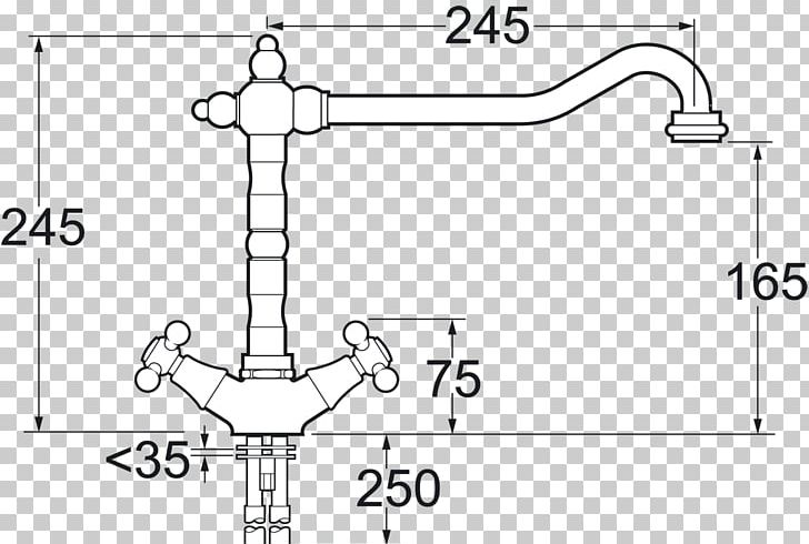 Kitchen Tap Sink Brushed Metal Tradition PNG, Clipart, Angle, Area, Black And White, Brushed Metal, Diagram Free PNG Download