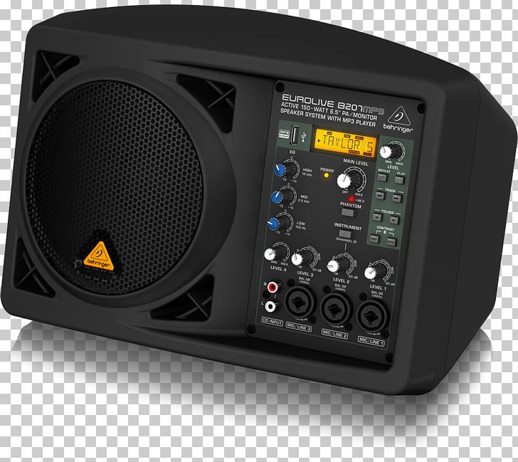 Microphone Public Address Systems BEHRINGER Eurolive B207MP3 Loudspeaker BEHRINGER Eurolive B2 Series PNG, Clipart, Active Noise Control, Amplifier, Audio, Audio Equipment, Audio Mixers Free PNG Download