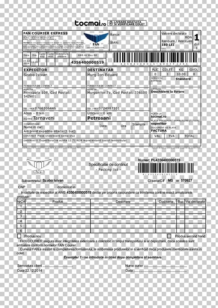 Air Waybill FAN Courier General Logistics Systems Document PNG, Clipart, Air Waybill, Angle, Area, Black And White, Courier Free PNG Download
