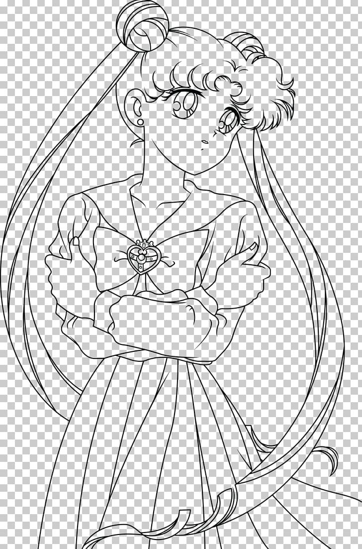 Sailor Moon Line Art Chibiusa Drawing Character PNG, Clipart, Arm, Art, Artwork, Black, Black And White Free PNG Download