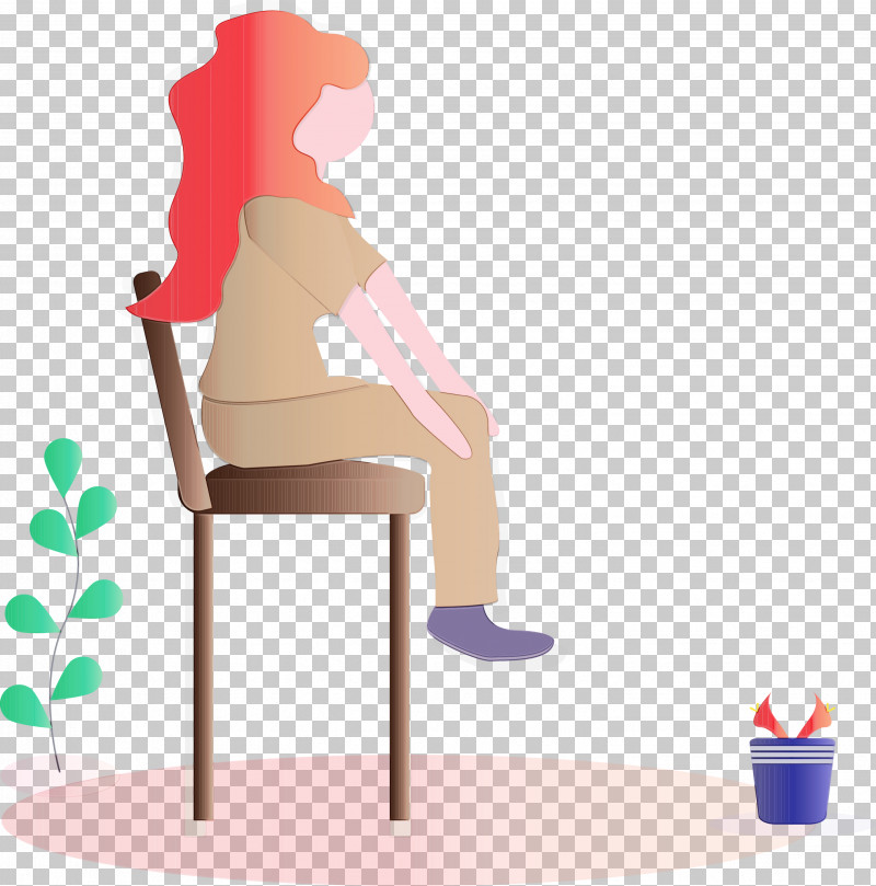 Cartoon Sitting Furniture Table Chair PNG, Clipart, Cartoon, Chair, Furniture, Modern Girl, Paint Free PNG Download