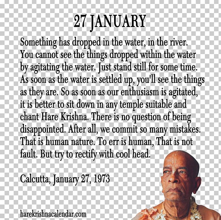 A. C. Bhaktivedanta Swami Prabhupada Quotation International Society For Krishna Consciousness January PNG, Clipart, 27 January, 2016, 2018, Area, Attitude Free PNG Download