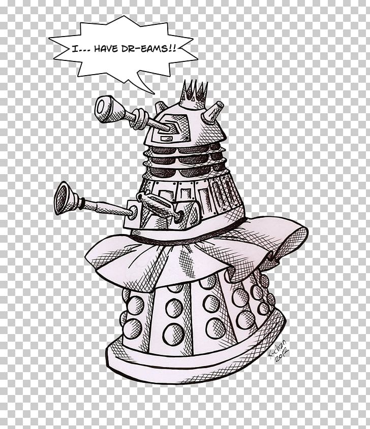 Drawing Dalek Line Art PNG, Clipart, Art, Artwork, Ballet Flat, Black And White, Cartoon Free PNG Download