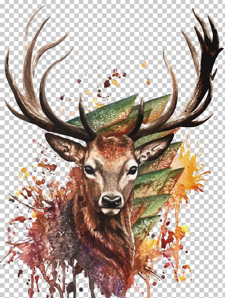 Deer Watercolor Painting Drawing PNG, Clipart, Antler, Cartoon, Christmas Deer, Deviantart, Fauna Free PNG Download