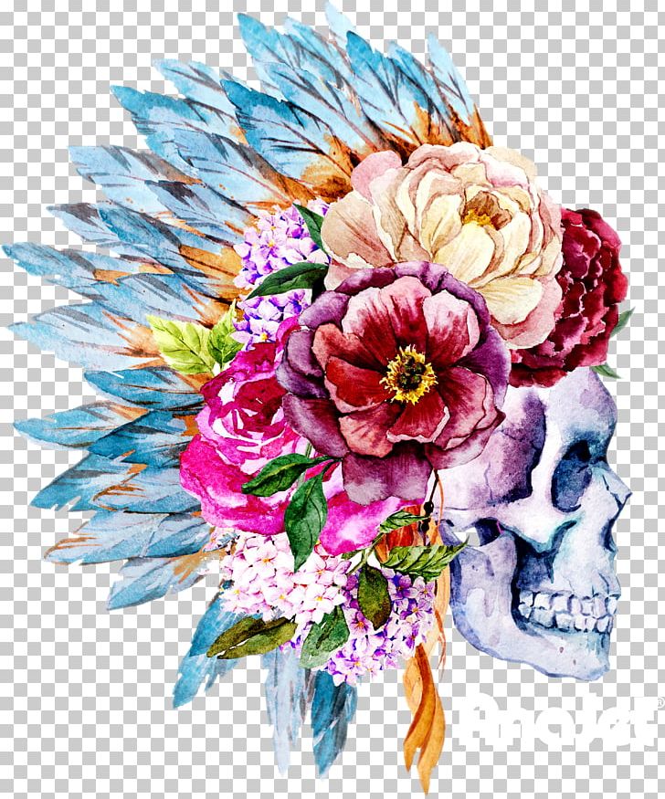 Watercolor Painting Skull Boho-chic Flower PNG, Clipart, Anemone, Art, Artificial Flower, Boho, Bohochic Free PNG Download