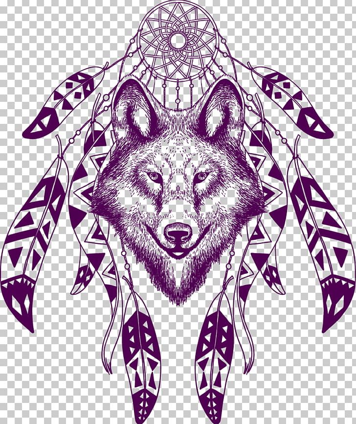 Gray Wolf Dreamcatcher T-shirt Poster Illustration PNG, Clipart, Carnivoran, Dream, Fictional Character, Handpainted Flowers, Happy Birthday Vector Images Free PNG Download