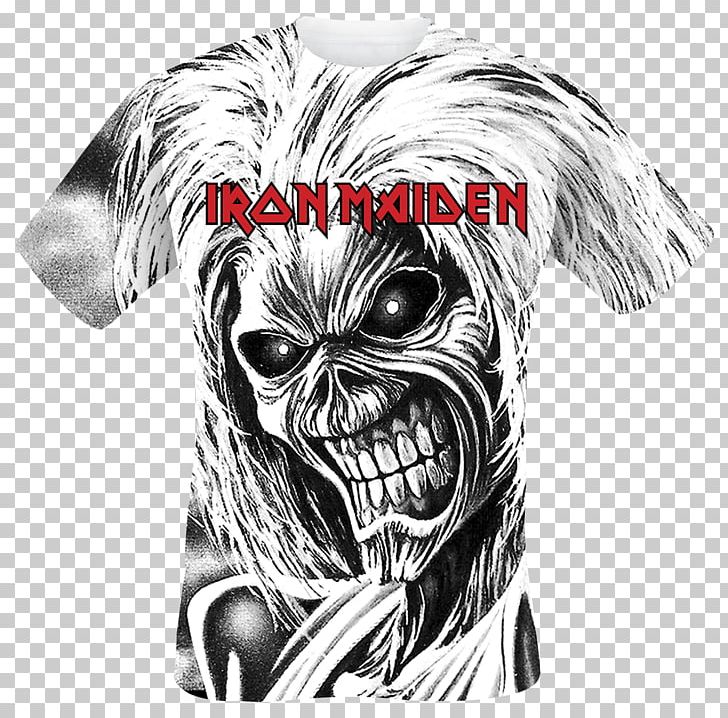 T-shirt Iron Maiden Killers Eddie PNG, Clipart, All Over, Black And White, Clothing, Clothing Sizes, Drawing Free PNG Download