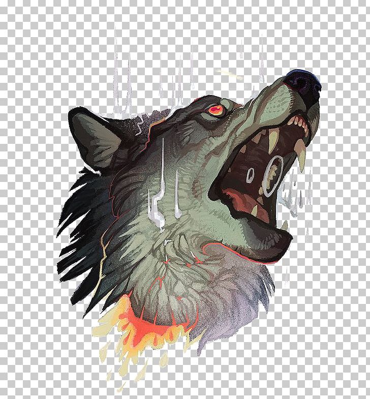 Angry wolf sketchy graphical portrait Royalty Free Vector