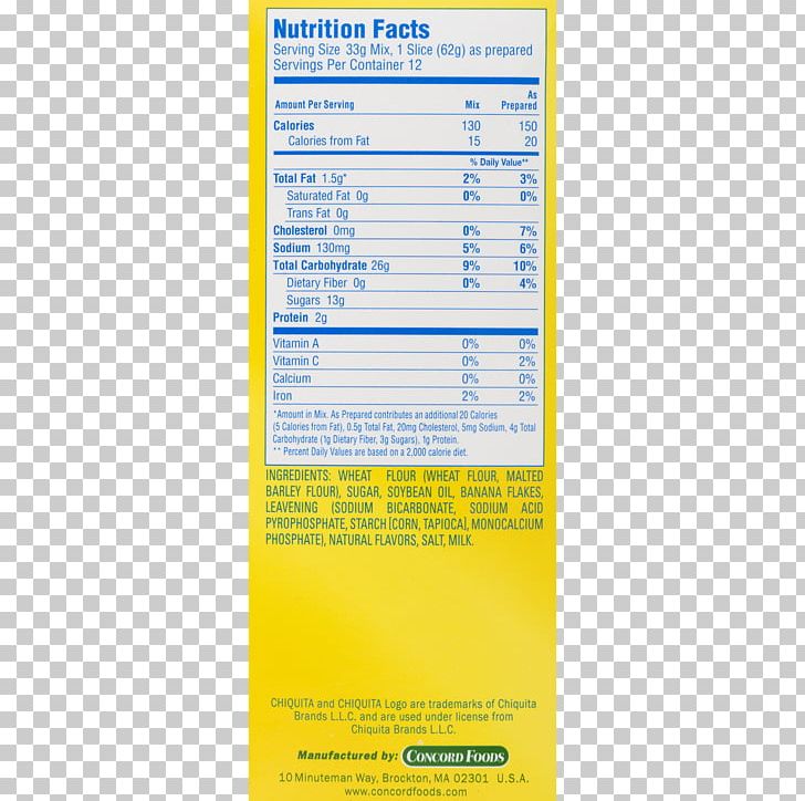 Material Nutrition Facts Label PNG, Clipart, Banana, Banana Bread, Bread, Calories, Chiquita Free PNG Download