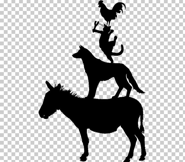 Town Musicians Of Bremen Donkey PNG, Clipart, Animals, Art, Black And White, Bremen, Cat Dog Free PNG Download
