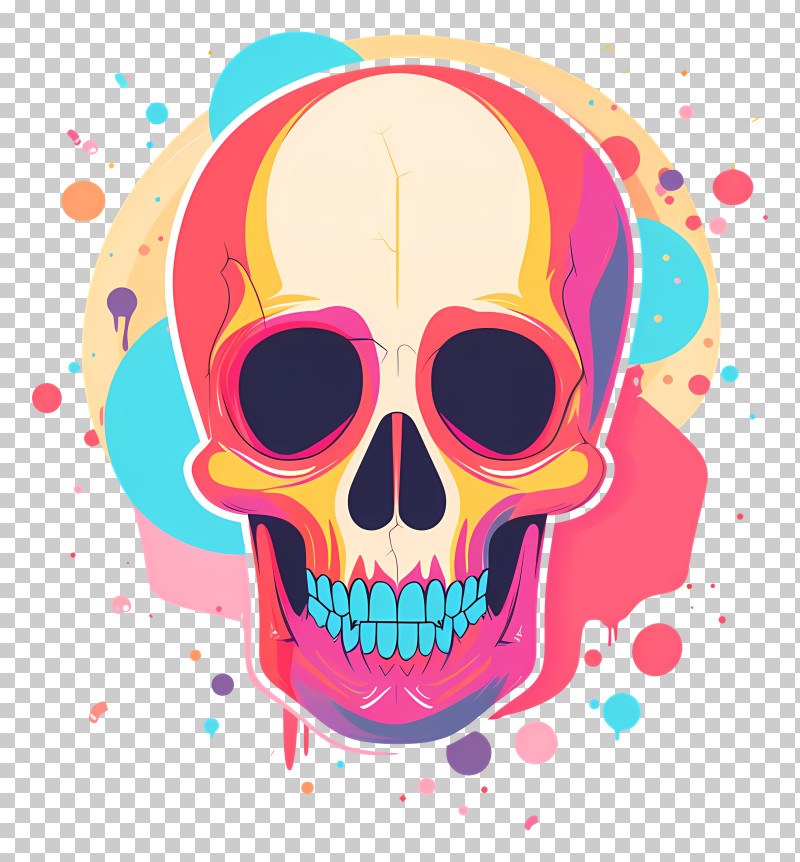 Death Skull - Colorful Skull Abstract Illustration PNG