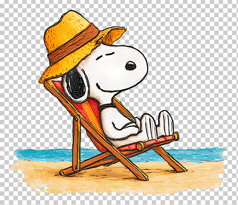 Snoopy Relaxing At Beach - Relaxing Dog On Beach Chair PNG