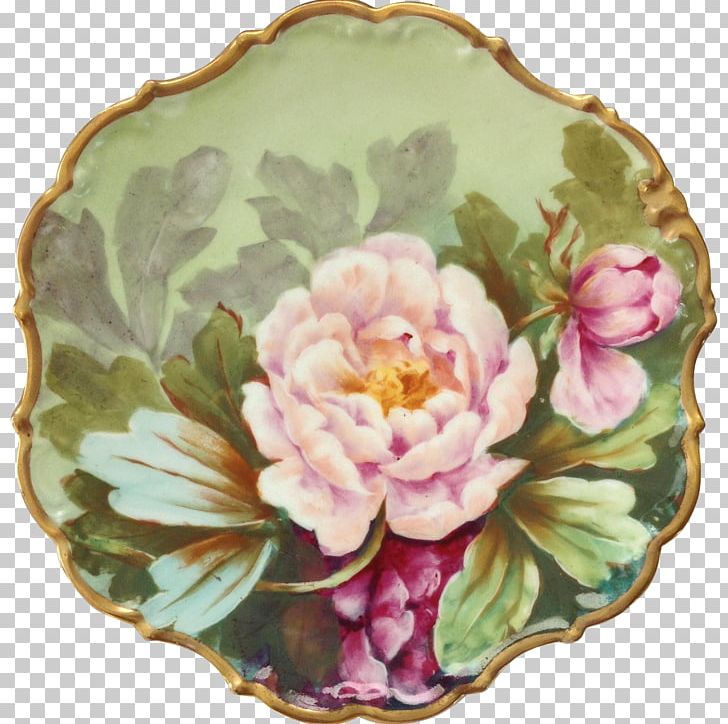 Plate Limoges Porcelain Painting Cabbage Rose PNG, Clipart, Art, Ceramic, Dishware, Floral Design, Flower Free PNG Download