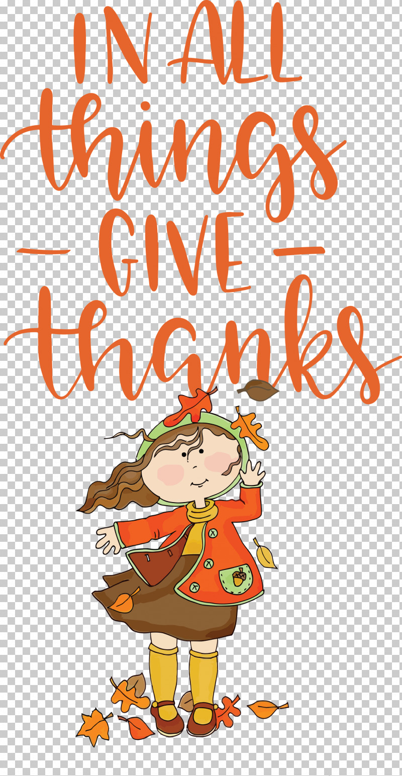 Give Thanks Thanksgiving Autumn PNG, Clipart, Autumn, Behavior, Cartoon, Character, Character Created By Free PNG Download