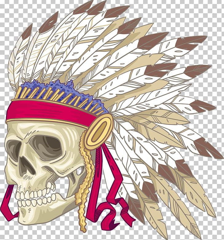 T-shirt Skull Feather War Bonnet Indigenous Peoples Of The Americas PNG, Clipart, Art, Bone, Drawing, Euclidean Vector, Fantasy Free PNG Download