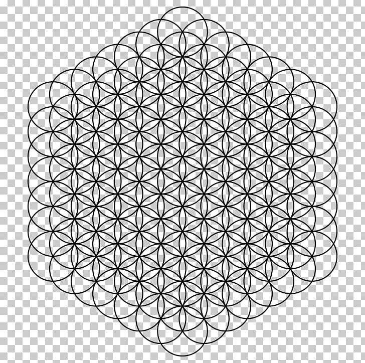 Overlapping Circles Grid Sacred Geometry PNG, Clipart, Angle, Area, Art, Black And White, Circle Free PNG Download