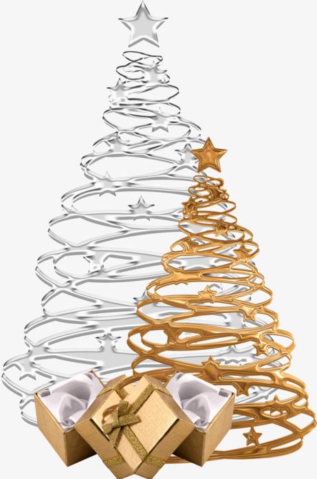 Gold And Silver Christmas Tree PNG, Clipart, Christmas, Christmas Clipart, Christmas Lace, Christmas Pictures, Christmas Star Free PNG Download