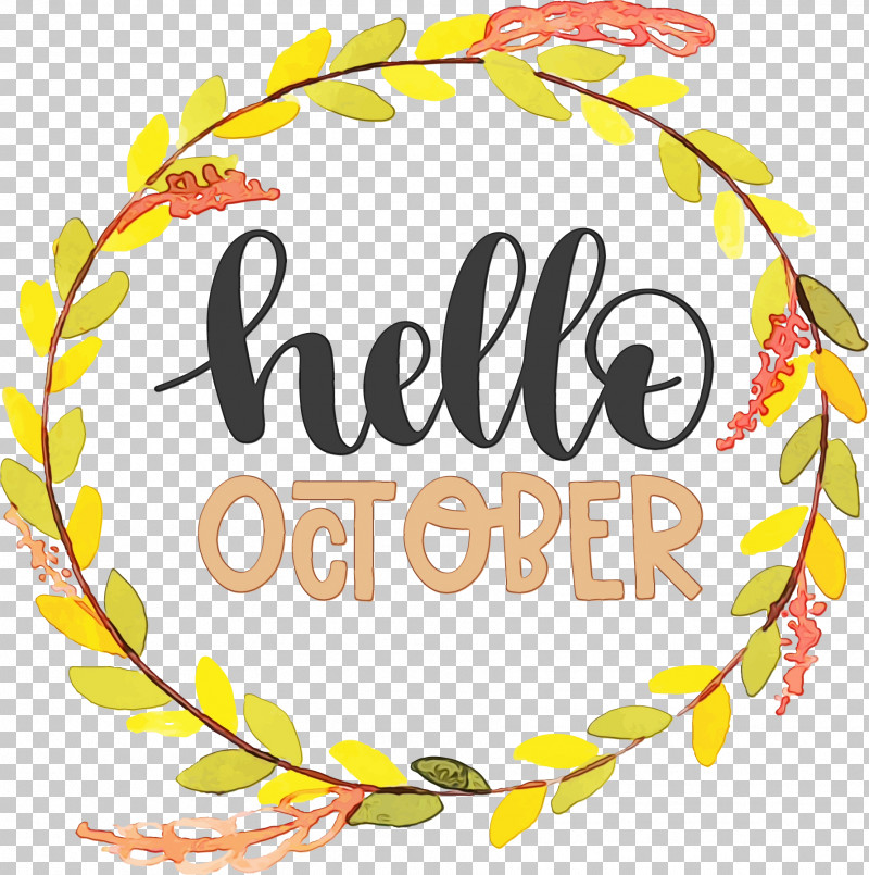 October PNG, Clipart, Autumn, Hello October, October, Paint, Watercolor Free PNG Download