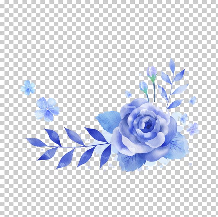 watercolor rose blue