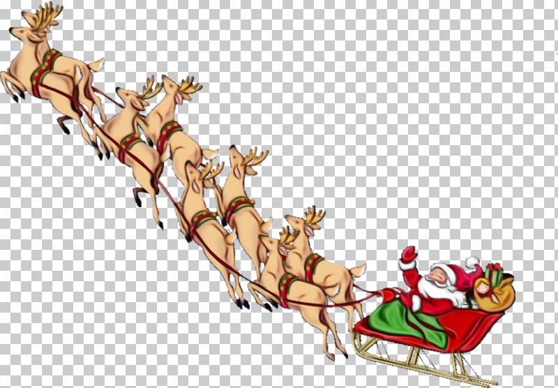 Santa Claus PNG, Clipart, Paint, Reindeer, Santa Claus, Sled, Vehicle Free PNG Download