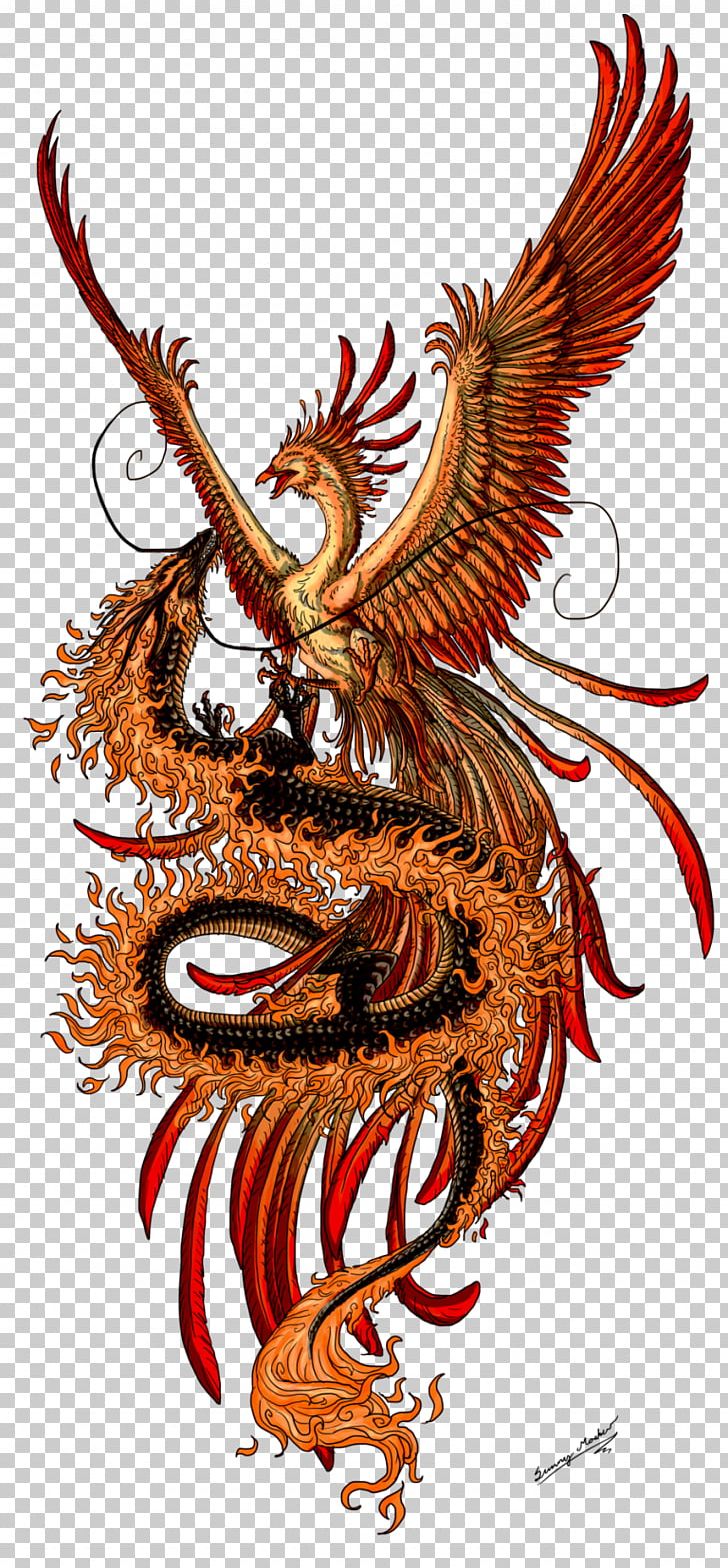 Phoenix Fenghuang Chinese Dragon Tattoo PNG, Clipart, Art, Chinese Dragon, Demon, Dragon, Fantasy Free PNG Download