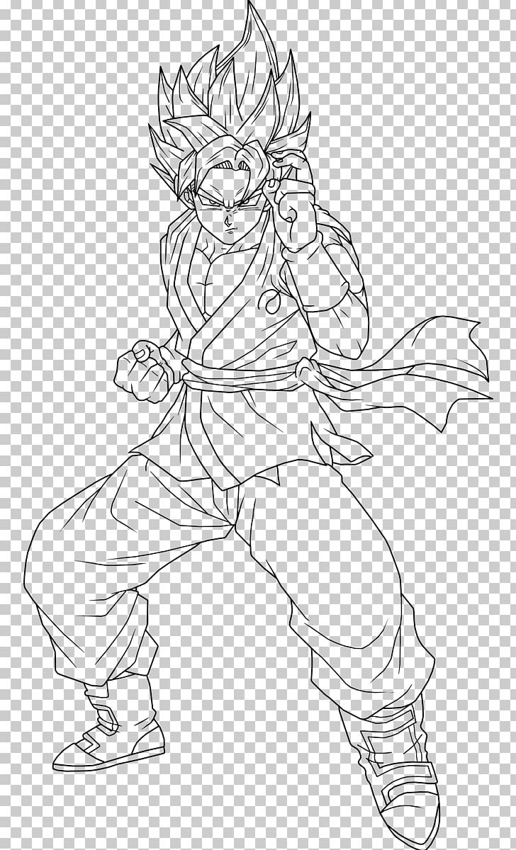 Line Art Goku Super Saiyan Drawing PNG, Clipart, Angle, Arm, Artwork, Black, Black And White Free PNG Download