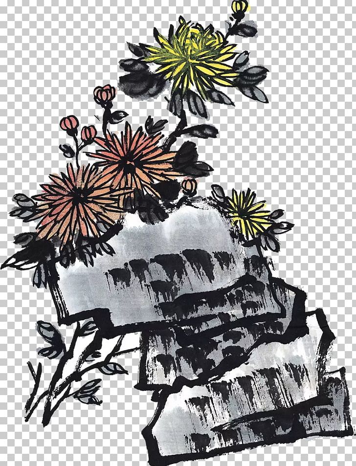 Ink Wash Painting Four Gentlemen Chrysanthemum Flower PNG, Clipart, Cartoon, Chinese Painting, Chinese Style, Gongbi, Hand Free PNG Download