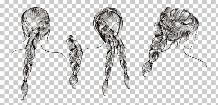 Long Hair Hairstyle Fashion PNG, Clipart, Abstract Lines, Black And White, Black Hair, Cartoon, Curved Lines Free PNG Download