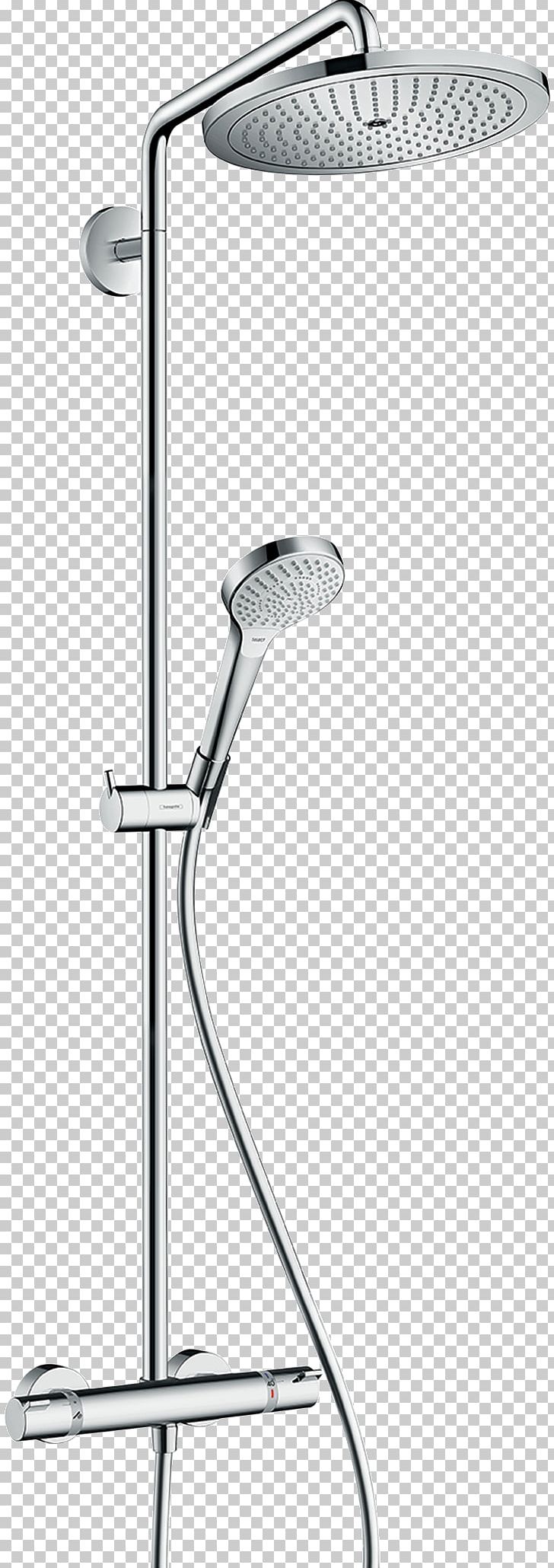Shower Hansgrohe Thermostatic Mixing Valve PNG, Clipart, Angle, Bathroom Accessory, Bathtub, Black And White, Croma Free PNG Download