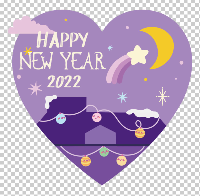 2022 New Year Happy New Year 2022 PNG, Clipart, Heart, Lavender Free PNG Download