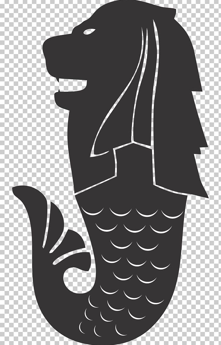 Flag Of Singapore Merlion Mermaid PNG, Clipart, Animals, Art, Black, Black And White, Carnivoran Free PNG Download