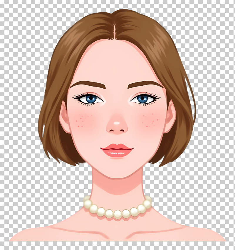 Woman Face - Woman With Pearl Necklace Illustration PNG