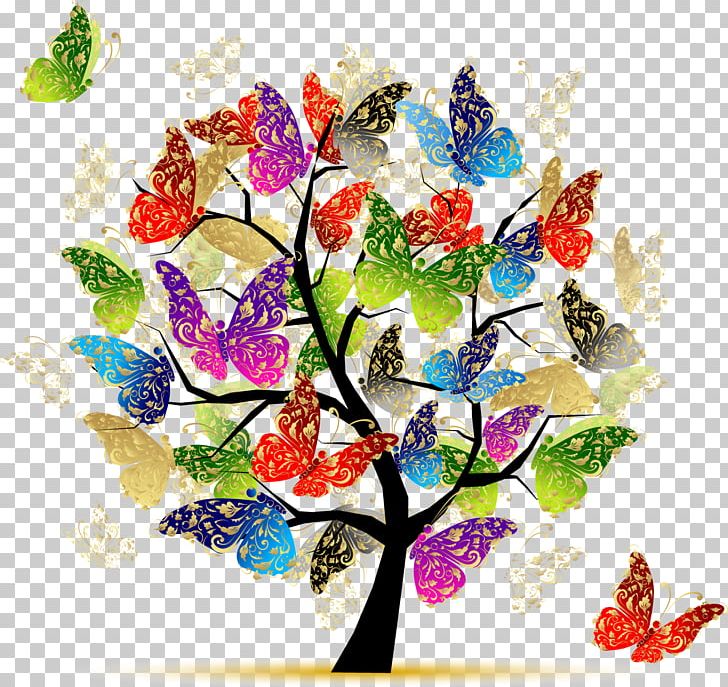 Butterfly Tree Art PNG, Clipart, Butterfly, Creative Arts, Cut Flowers, Drawing, Flora Free PNG Download
