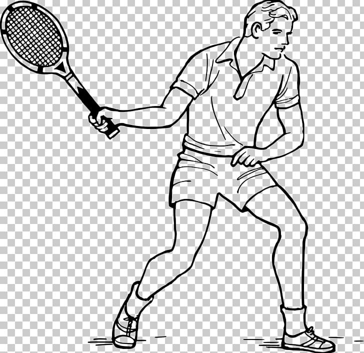 Tennis Balls Racket Drawing Rakieta Tenisowa PNG, Clipart, Arm, Backhand, Ball, Black And White, Clothing Free PNG Download