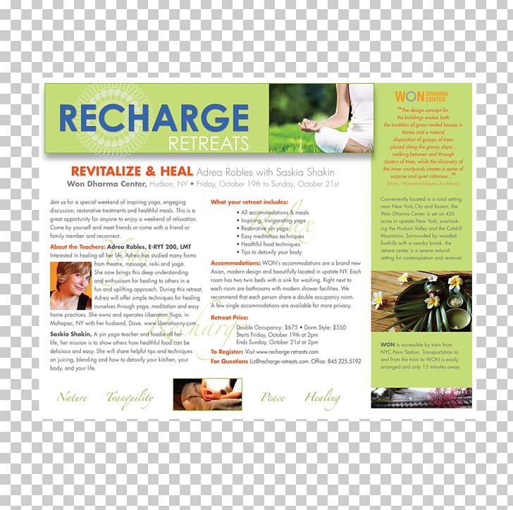 Graphic Design Recharge Retreats & Awakened Life School Of Yoga Advertising Print Design PNG, Clipart, Advertising, Art, Brochure, Business, Flyer Free PNG Download