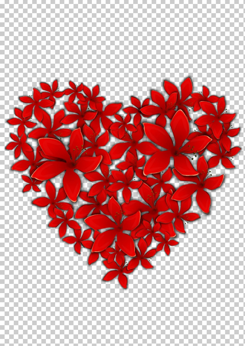 Red Heart Petal Heart Flower PNG, Clipart, Flower, Heart, Love, Paint, Petal Free PNG Download