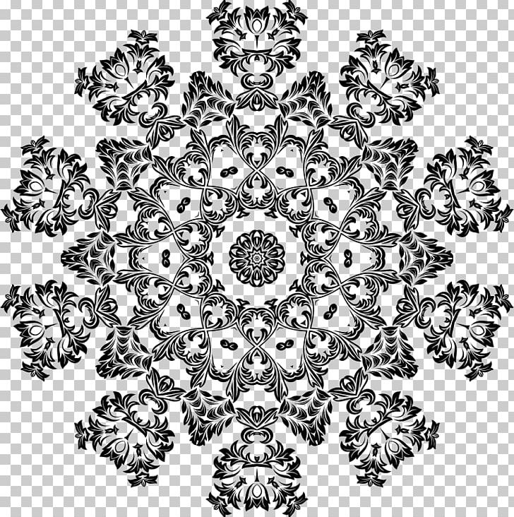 Black And White Floral Design Pattern PNG, Clipart, Area, Art, Black, Black And White, Circle Free PNG Download