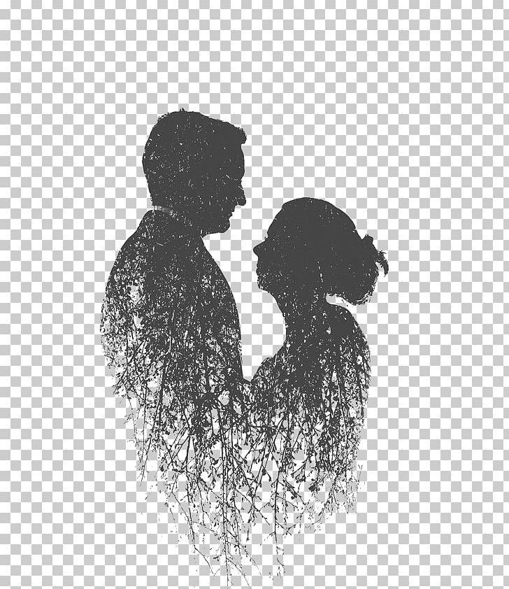 Multiple Exposure Couple Silhouette PNG, Clipart, Animal, Art, Black And  White, Cartoon Couple, Double Free PNG