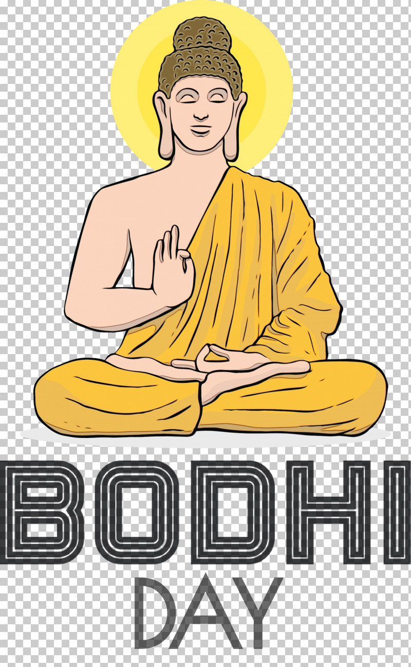 Poster Cartoon Logo Text Yellow PNG, Clipart, Behavior, Bodhi, Bodhi Day, Cartoon, Conversation Free PNG Download