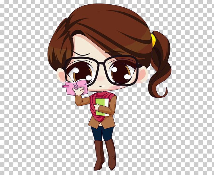 Sticker Student Glasses PNG, Clipart, Art, Behavior, Brown Hair, Cartoon, Character Free PNG Download