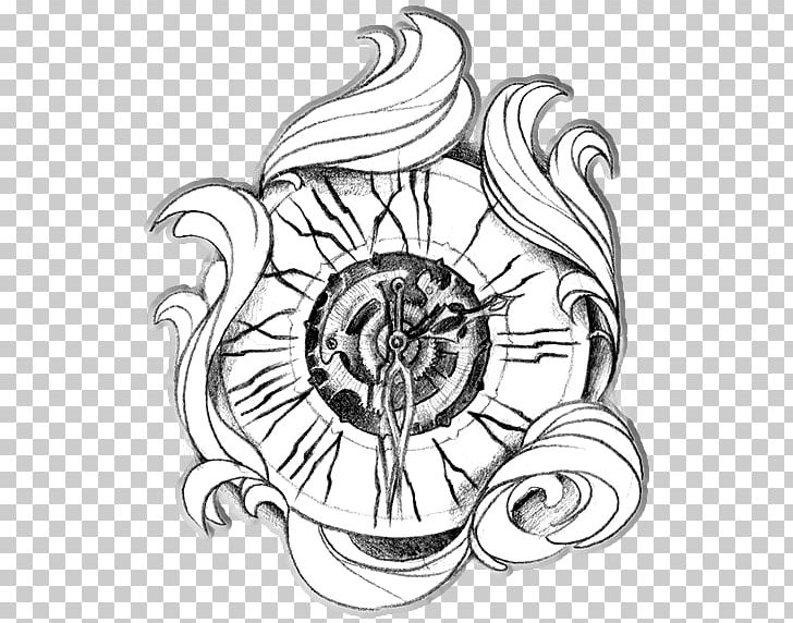 Tattoo Pocket Watch Clock Drawing PNG, Clipart, Artwork, Black And White, Circle, Clock, Drawing Free PNG Download