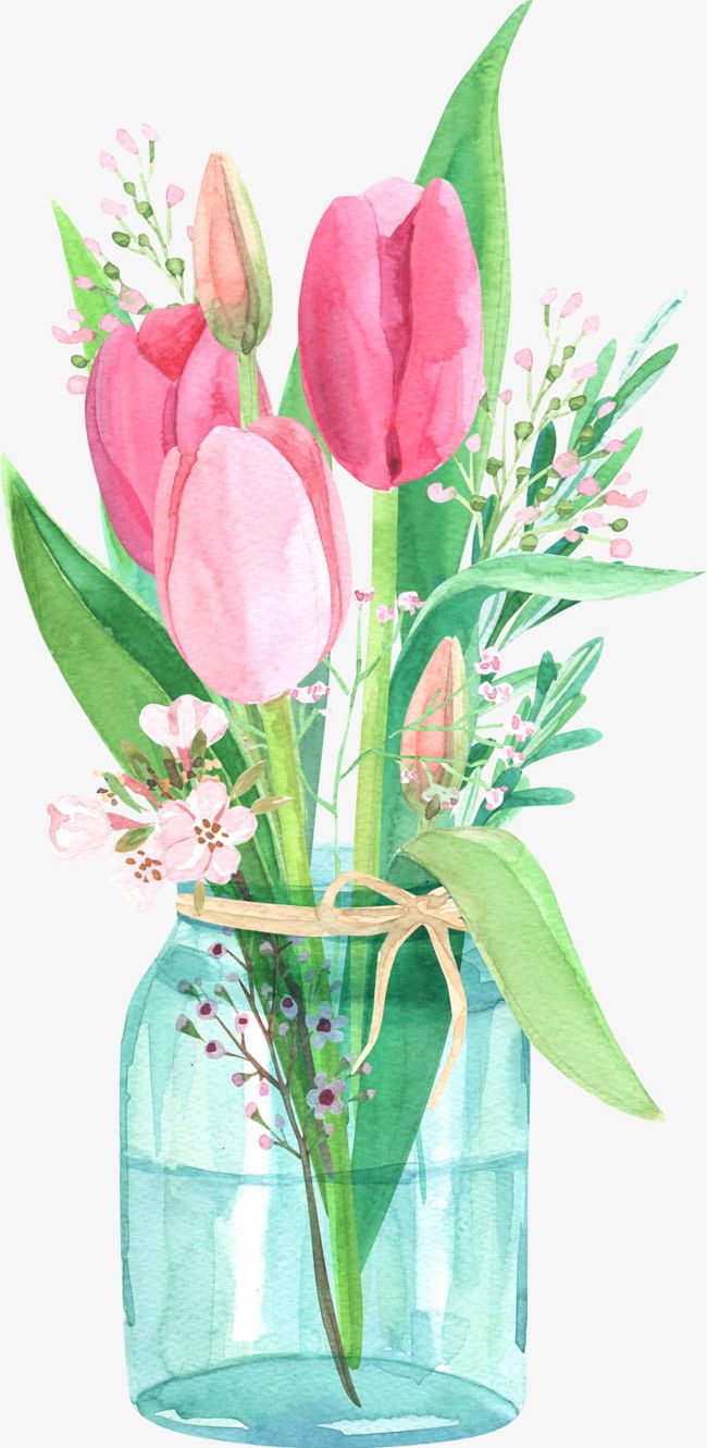 Jars And Tulips PNG, Clipart, Cans, Hand, Hand Painted, Jars Clipart, Leaf Free PNG Download