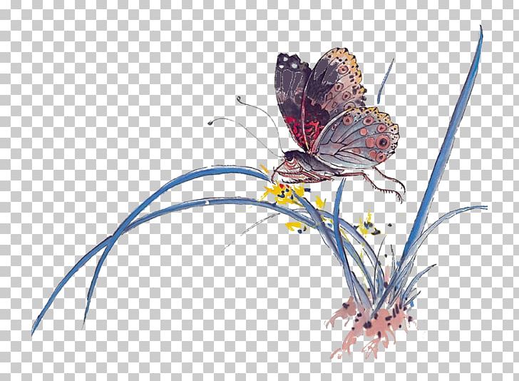 Ink Wash Painting Butterfly Chinese Painting Art PNG, Clipart, Art, Butterfly, Calligraphy, Cartoon, Chinese Painting Free PNG Download