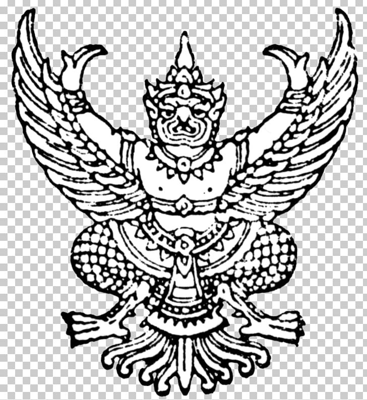Thai Cuisine Emblem Of Thailand Garuda PNG, Clipart, Artwork, Black And White, Emblem Of Thailand, Fictional Character, Flag Of Thailand Free PNG Download