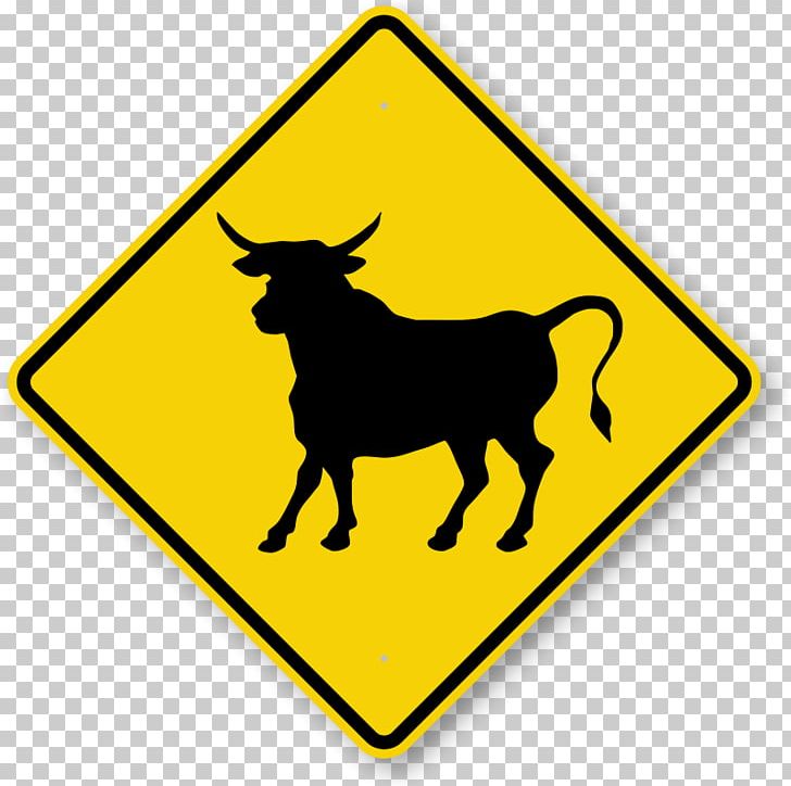 Cattle Open Range Warning Sign Road PNG, Clipart, Area, Black And White, Cattle, Cattle Like Mammal, Dog Like Mammal Free PNG Download
