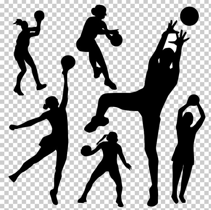 Netball Silhouette Illustration PNG, Clipart, Ball, Basketball, Black And White, Handball, Human Behavior Free PNG Download