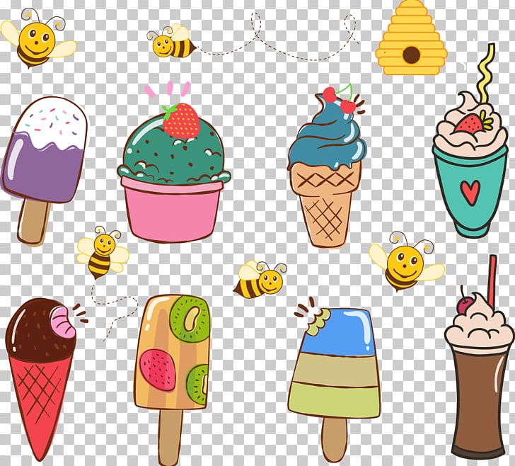 Ice Cream Cone Milkshake Chocolate Ice Cream PNG, Clipart, Bee, Cake, Chocola, Cream, Cream Vector Free PNG Download