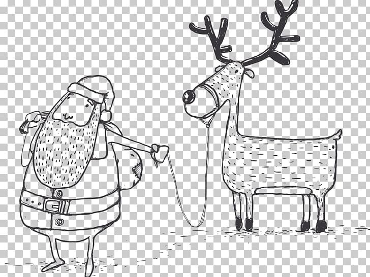 Santa Claus Christmas Tree PNG, Clipart, Antler, Black And White, Cartoon, Christmas Card, Christmas Decoration Free PNG Download