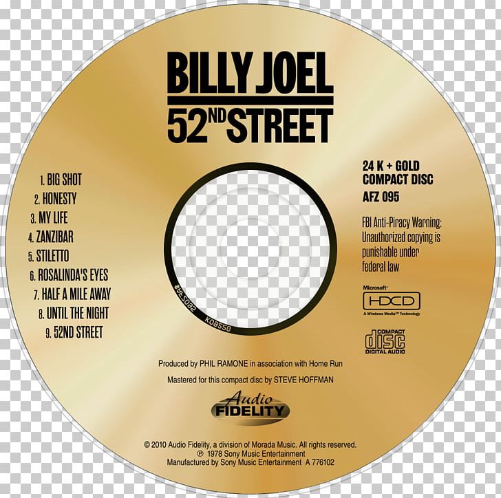 Compact Disc 52nd Street Disk Storage Disk Gold PNG, Clipart, Billy Joel, Brand, Compact Disc, Data Storage Device, Disk Image Free PNG Download