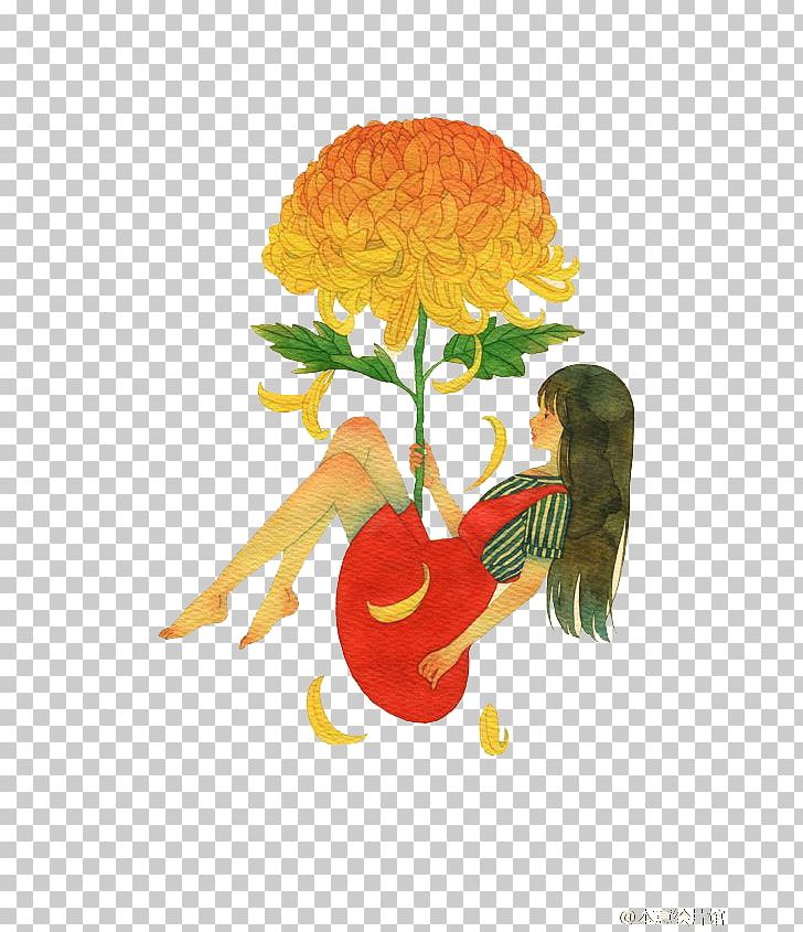 Chrysanthemum Drawing Euclidean Illustration PNG, Clipart, Art, Balloon Cartoon, Cartoon Couple, Cartoon Girl, Dessin Animxe9 Free PNG Download
